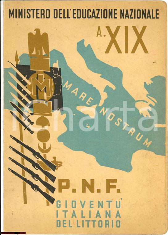 1941 NOVARA Pagella fascista Onoraldo CELLA Illustrata