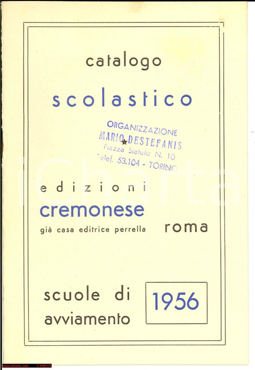 1956 ROMA Edizioni CREMONESE catalogo scuole avviamento
