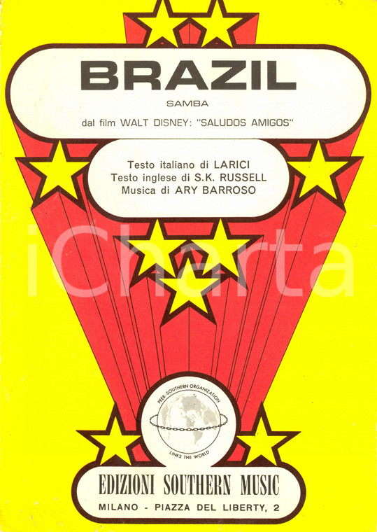 1984 RUSSELL - BARROSO Brazil - Samba *Spartito film SALUDOS AMIGOS Disney