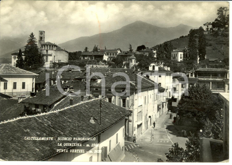 1958 CASTELLAMONTE (TO) Scorcio panoramico con QUINZEINA e PUNTA VERZEL *FG VG