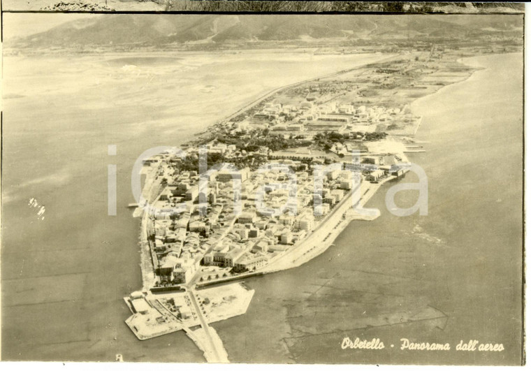 1950 ca ORBETELLO (GR) Panoramica aerea della LAGUNA *Cartolina FG NV