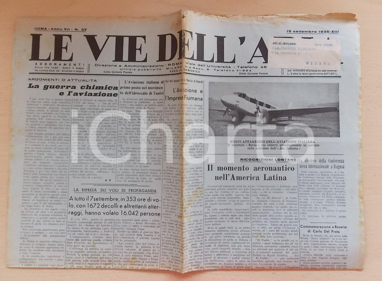 1935 LE VIE DELL'ARIA Guerra chimica e aviazione europea *Giornale ILLUSTRATO