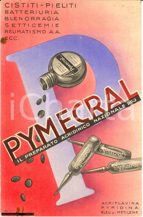 1935 GENOVA Preparato per cistiti PYMECRAL pubblicità