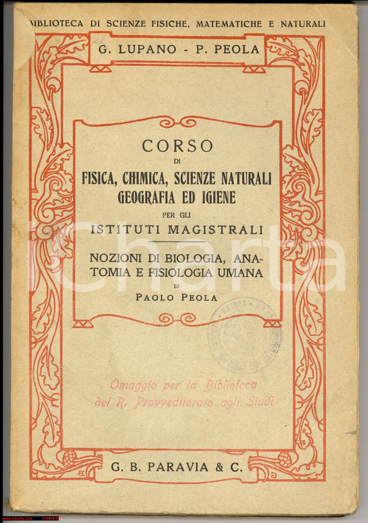 1924 Paolo PEOLA Corso di fisica e chimica Magistrali