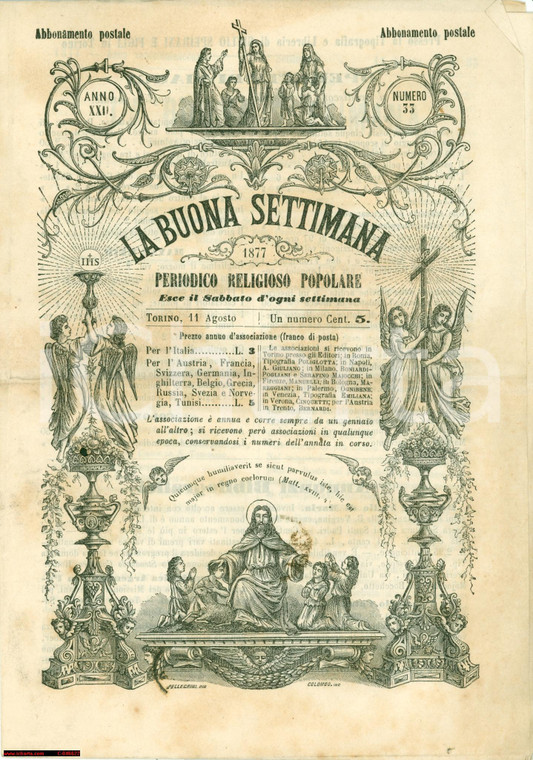 1877 Rivista LA BUONA SETTIMANA periodico religioso