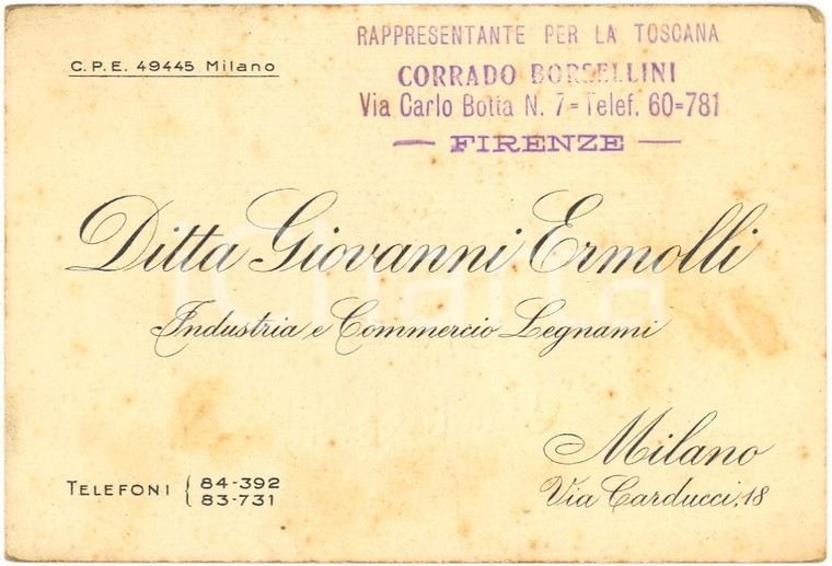 1930 ca MILANO Commercio legnami Ditta Giovanni ERMOLLI