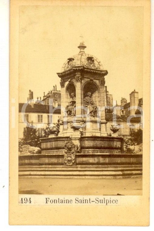1880 ca PARIS Vue de la Fontaine SAINT-SULPICE*Photo Maison MARTINET CDV