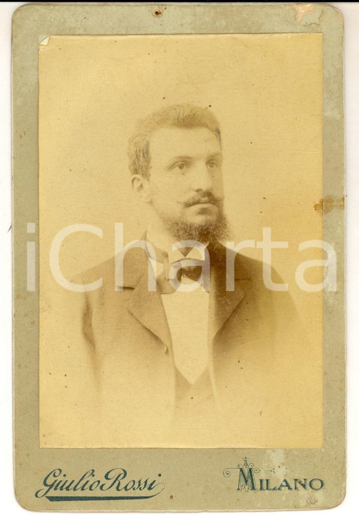 1890 ca MILANO Ritratto di un giovane uomo *Foto Giulio ROSSI 11x16 DANNEGGIATA