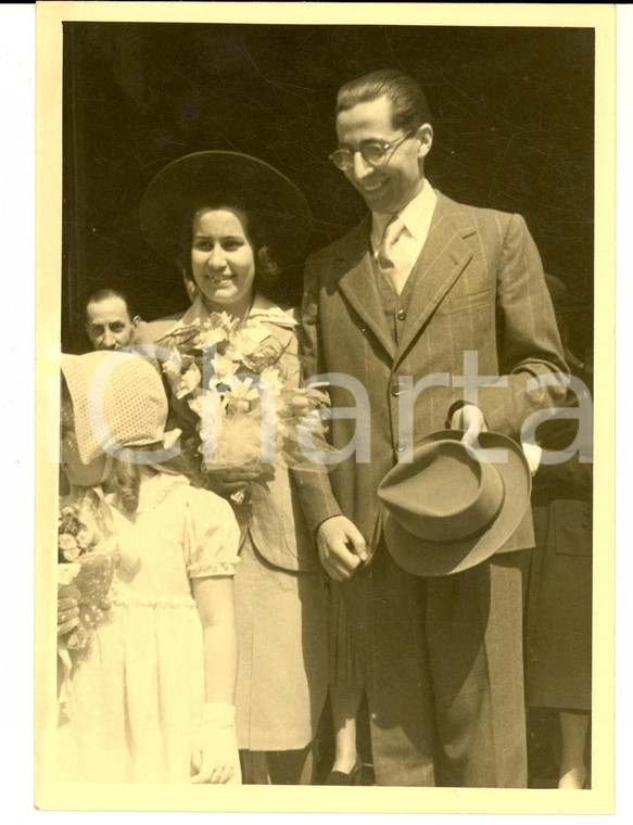 1942 MILANO Coppia di sposi all'uscita dalla chiesa *Foto VINTAGE 13x18 cm