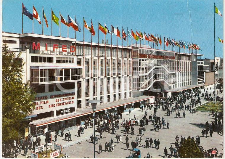 1963 MILANO Fiera MIFED Palazzo delle Nazioni Panoramica Cartolina ANIMATA FG NV