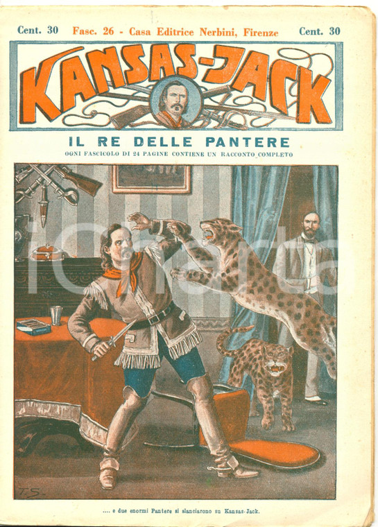 1935 ca KANSAS JACK Il re delle pantere n° 26 *Rivista NERBINI FIRENZE