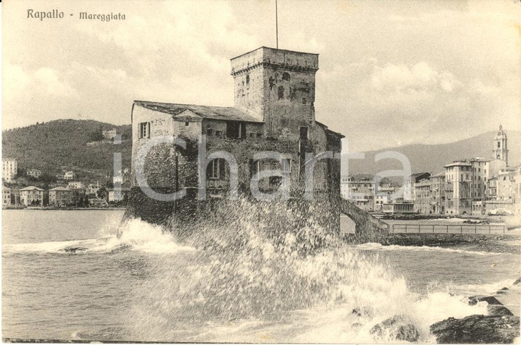 1940 ca RAPALLO (GE) Mareggiata colpisce il castello FP