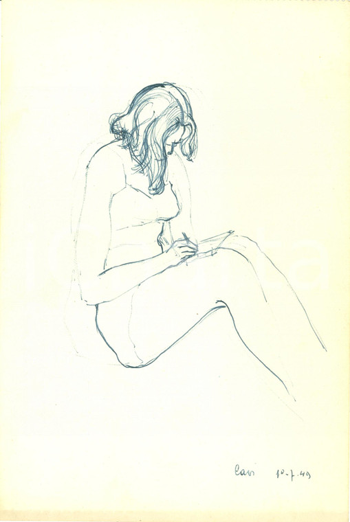 1949 Disegno originale GIANNA RONCHI *Donna che scrive