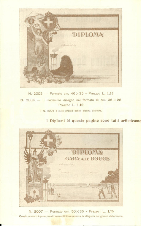 1940 ca MILANO Listino speciale diplomi Antonio GANNA Illustrato