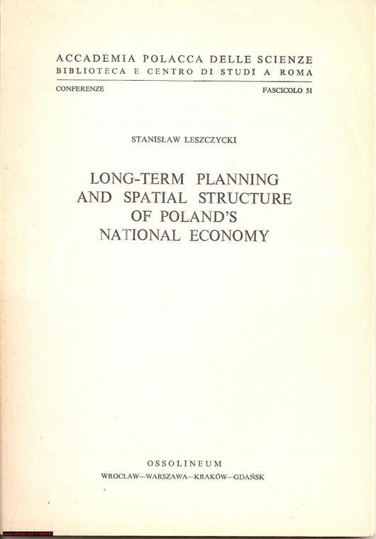 1971 LESZCZYCKI Pianificazione economia POLONIA