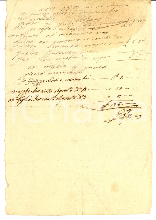 1805 AGNADELLO (CR) Lavori maniscalco Pietro GURIZZI per mulino