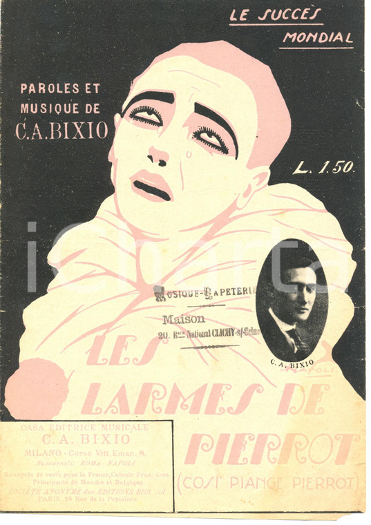 1923 François LEGER Cesare Andrea BIXIO Così piange PIERROT con ritratto
