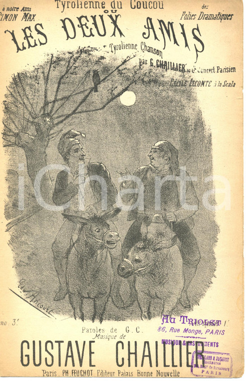 1909 Gustave CHAILLER Tyrolienne du COUCOU Les deux amis chanson *Spartito