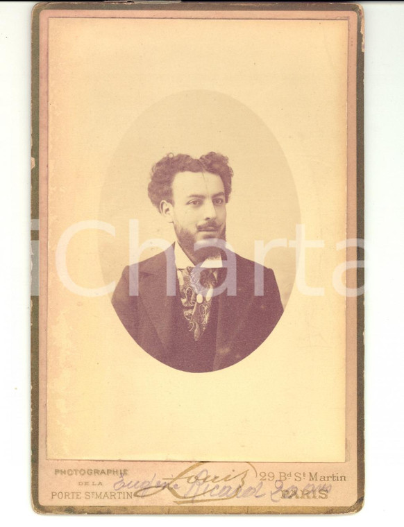 1890 PARIS Portrait Eugène RICARD architecte à 20 ans *Photo PORTE ST. MARTIN