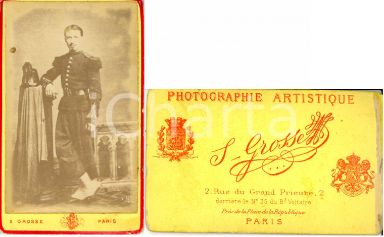 1880 ca PARIS Jeune commandant Régiment ZOUAVES avant de partir *Photo GROSSE