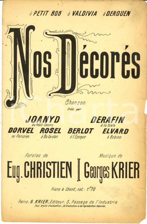 1915 ca Eugene CHRISTIEN e George KRIER  Nos decores *Spartito