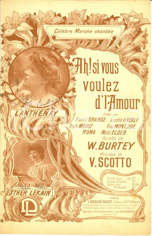 1907 W. BURTEY e V. SCOTTO Ah! Si vous voulez d'l'amour *Spartito
