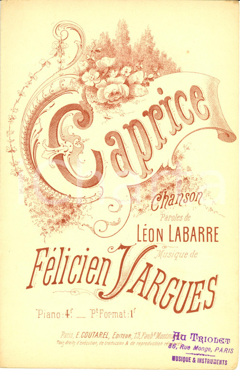 1910 ca Leon LABARRE e Felicien VARGUES Caprice *Spartito