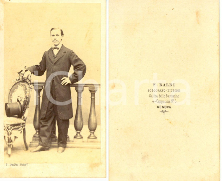 1870 ca GENOVA Ritratto di gentiluomo con cilindro *Foto Francesco BALBI