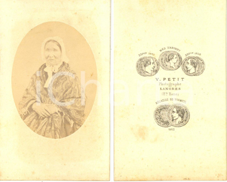 1870 ca LANGRES (F) Ritratto di anziana donna con scialle *Foto PETIT