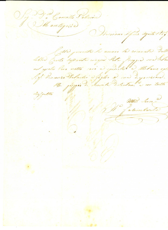 1827 NERVIANO (MI) GALIMBERTI acquista seta greggia da Camillo GABRINI