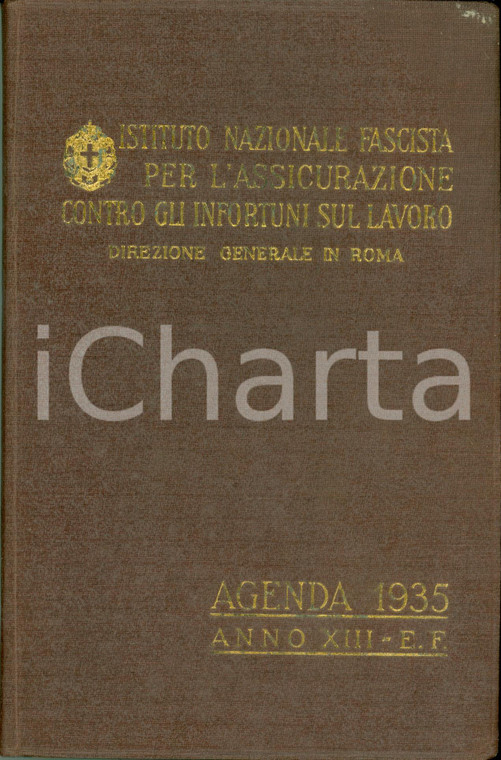 1935 ROMA Agenda Istituto Nazionale Fascista Assicurazione sul lavoro RITRATTI