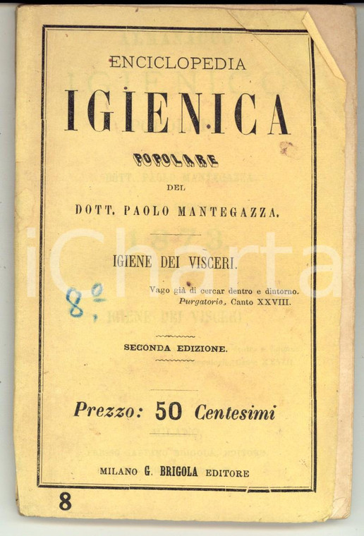 1873 Paolo MANTEGAZZA Almanacco igienico popolare - Igiene dei visceri *2^ed.
