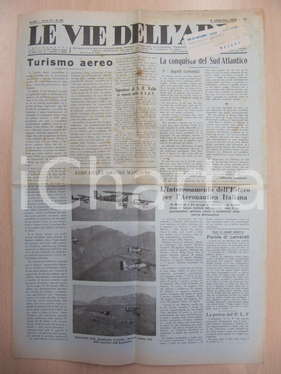 1934 LE VIE DELL'ARIA La IV Coppa CHALLENGE di turismo aereo *Giornale