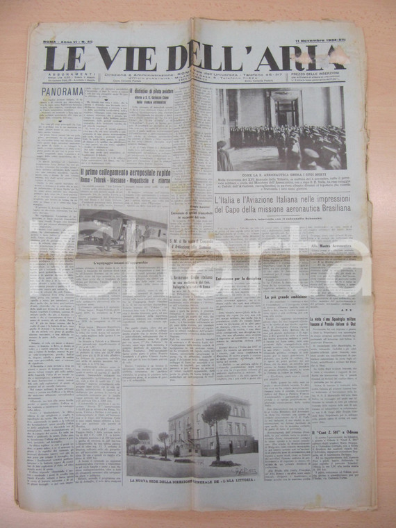 1934 LE VIE DELL'ARIA Collegamento aereo posta dell'ALA LITTORIA per MOGADISCIO