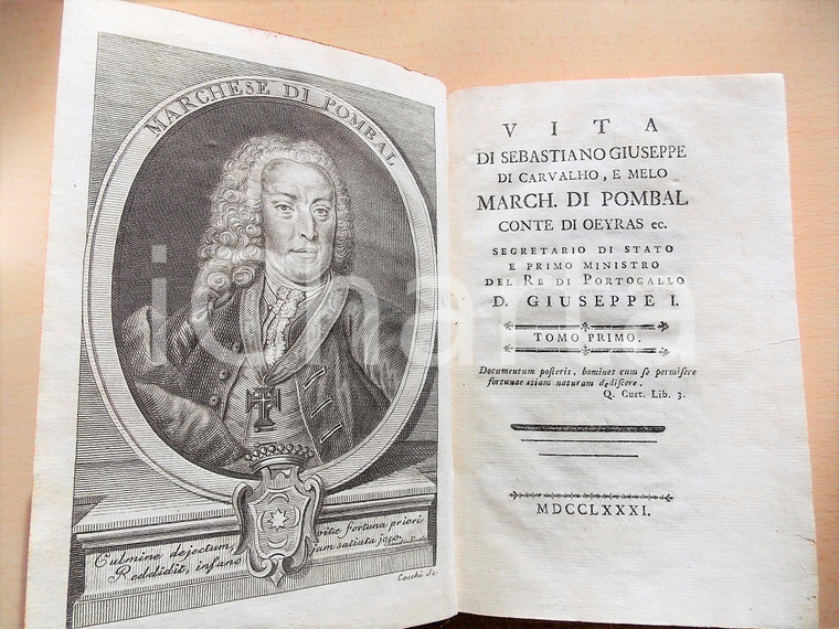 1781 Francesco GUSTA' Vita di Sebastiano Giuseppe CARVALHO 5 tomi PRIMA EDIZIONE