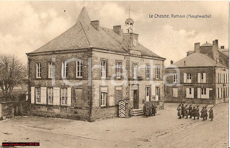 1916 LE CHESNE (ARDENNES) Municipio con soldati FP VG