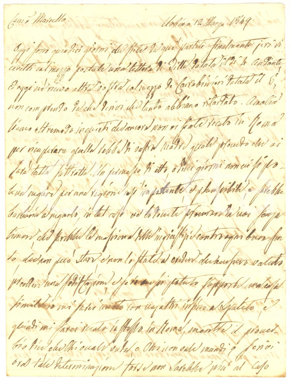 1849 URBINO (PG) Morte della madre di AMALIA BORGOGELLI