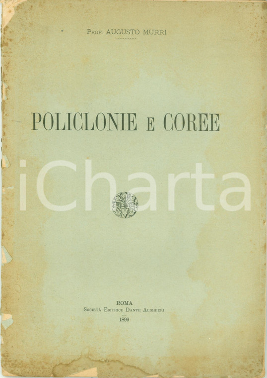 1899 BOLOGNA Augusto MURRI Policlonie e coree Regia Clinica Medica *DANNEGGIATO