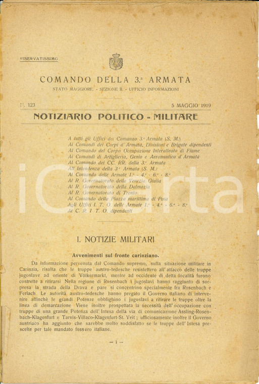 1919 COMANDO 3^ ARMATA I bolscevichi di LENIN fuggono da PIETROGRADO *N. 123