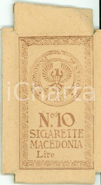 1935 ca ROMA Sigarette coloniali MACEDONIA Pacchetto d'epoca DANNEGGIATO