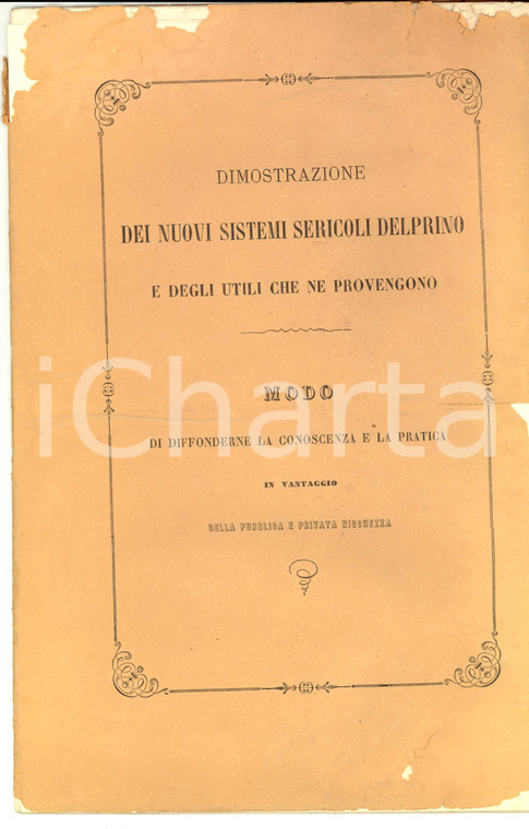 1869 ACQUI TERME (AL) Dimostrazione dei nuovi sistemi sericoli DELPRINO