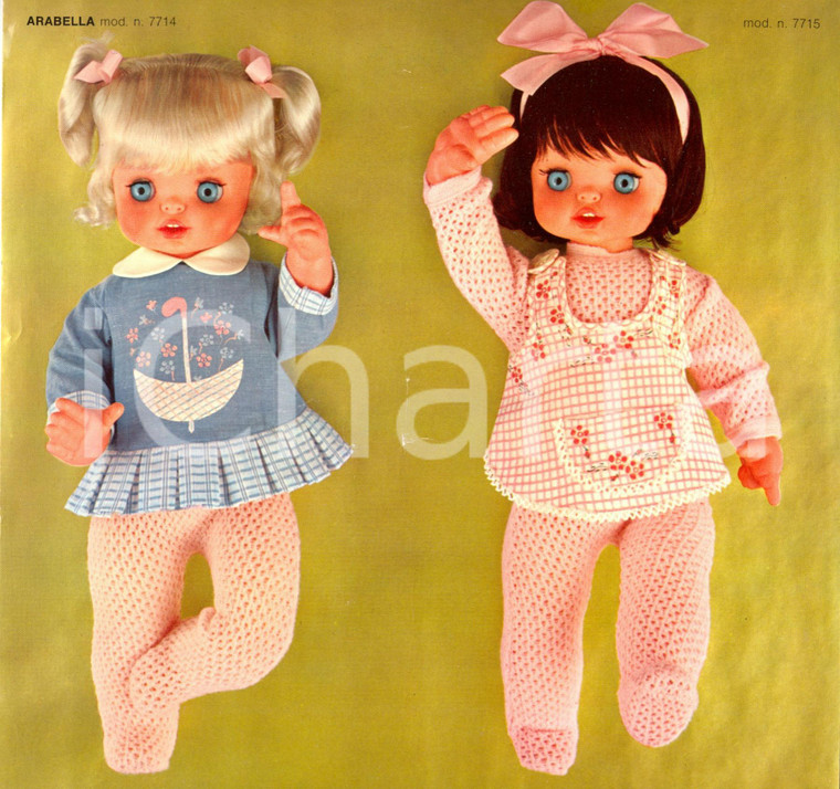 1968 ca MILANO Bambole FURGA modello ARABELLA - Prima infanzia SCHEDA TECNICA