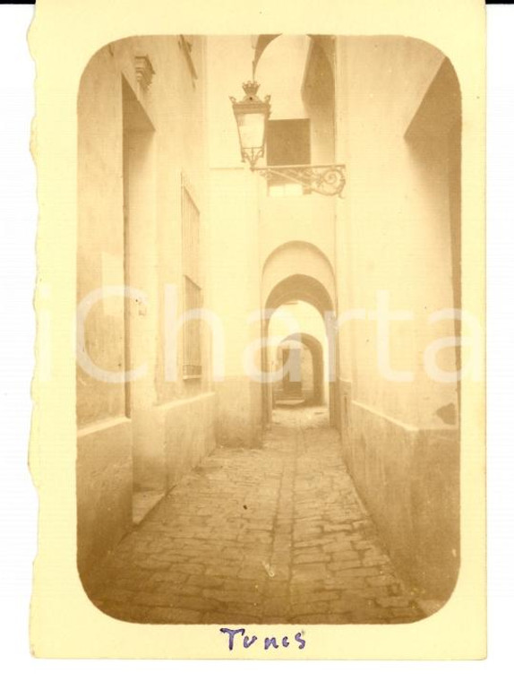 1920 TUNISI Veduta di vicolo Foto VINTAGE ORIENTE cm 9x6