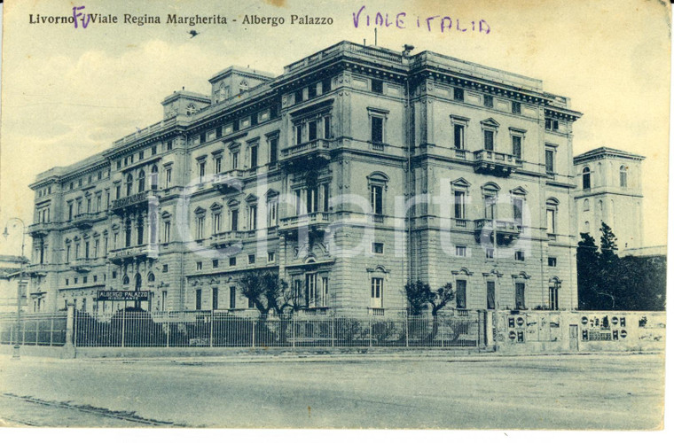 1920 ca LIVORNO Veduta viale REGINA MARGHERITA e albergo PALAZZO *FP NV