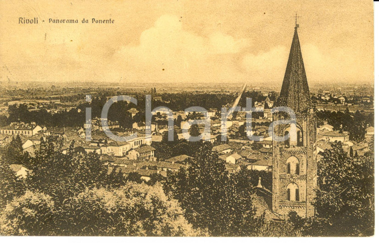 1926 RIVOLI (TO) Veduta panoramica da ponente con campanile *Cartolina FP VG