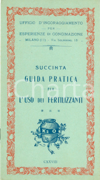 1935 ca MILANO Guida pratica per uso dei fertilizzanti Ufficio concimazione