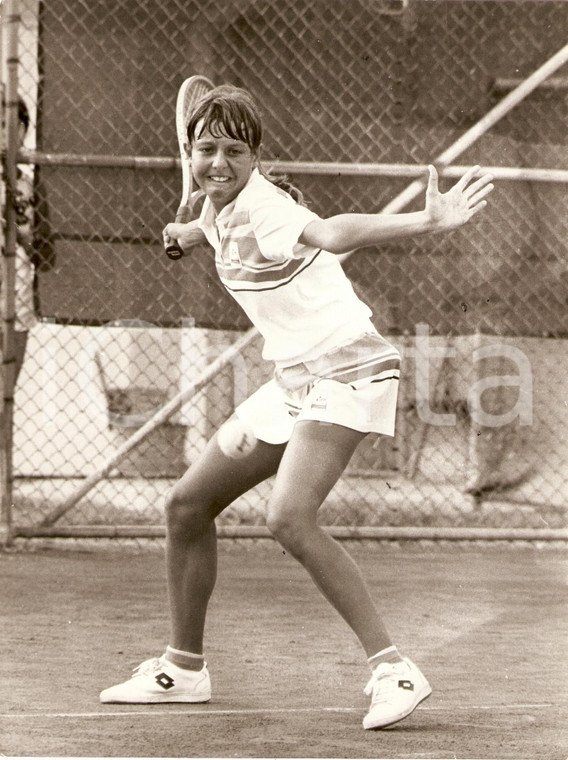 1981 ITALIA Tennis Raffaella REGGI allenamento con scarpe LOTTO *Fotografia