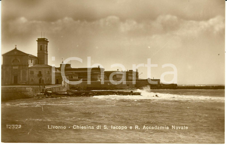 1945 ca LIVORNO Chiesa di SAN IACOPO e Regia ACCADEMIA NAVALE *Cartolina FP NV