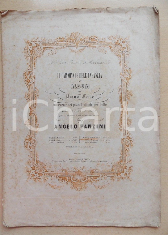 1890 ca Angelo PANZINI Il Carnovale dell'infanzia - Polka salon *Ed. LUCCA