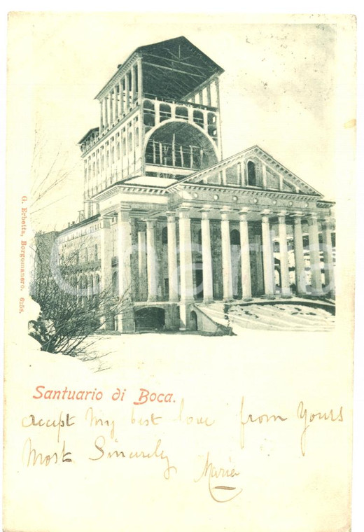 1901 BOCA (TO) Facciata del Santuario *Cartolina postale FP VG
